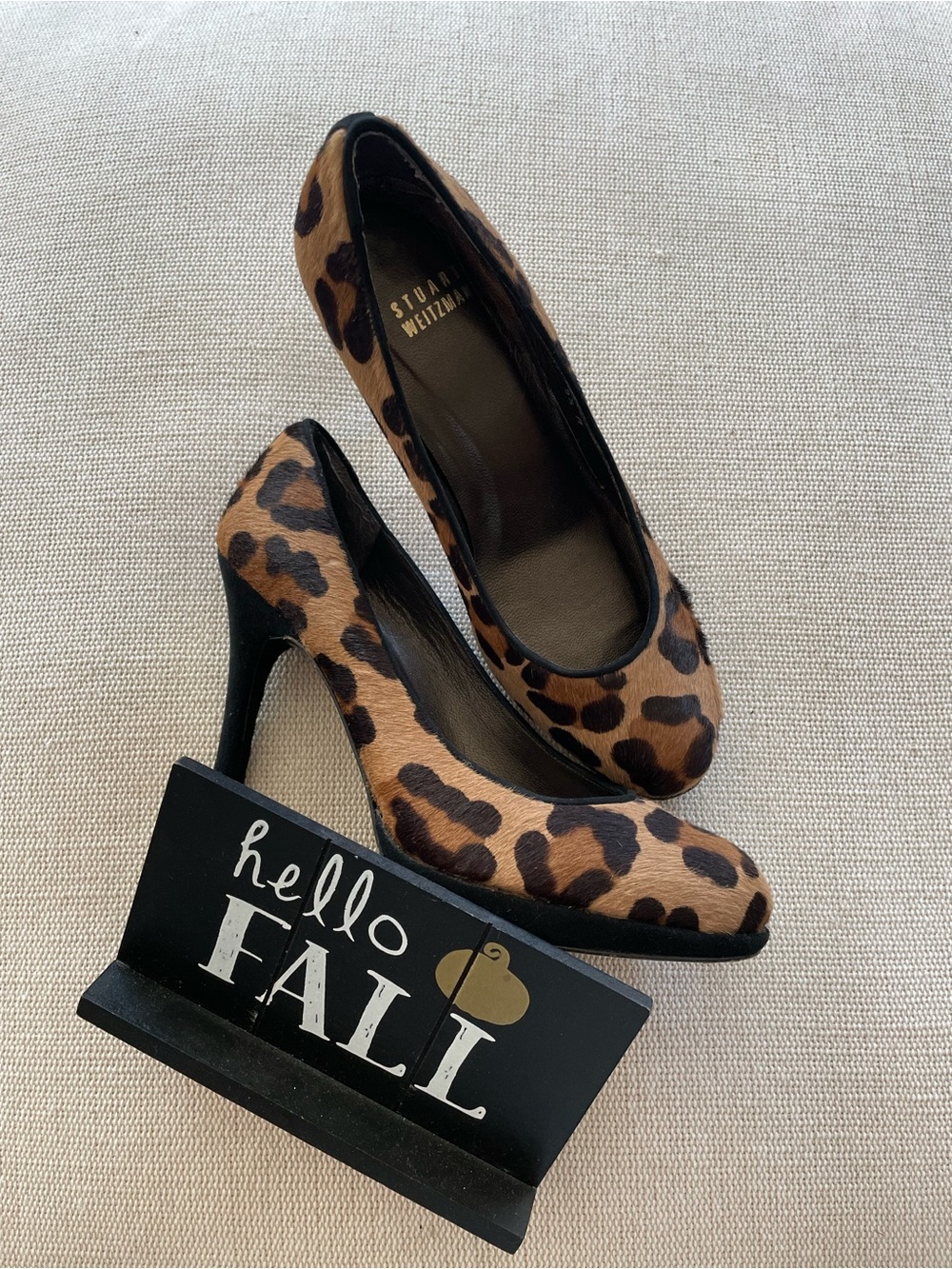 Stuart Weitzman Leopard-Print Calf Hair Pumps in Brown and Black